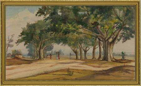 N. Mukherjee - 1969 Watercolour, Rural India