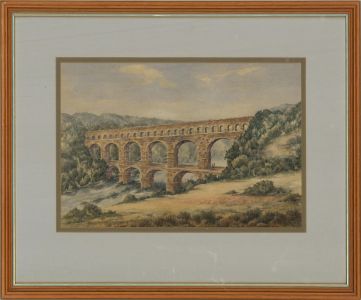 Early 20th Century Watercolour - Pont du Gard