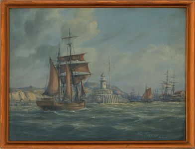 Max Parsons ARCA (1915-1998) - Mid 20th Century Oil, Ships at Newhaven
