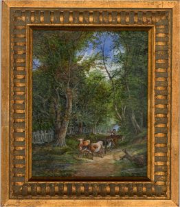 Barbara Valentine RMS after W. Shayer - Oil Miniature, Hauling Timber