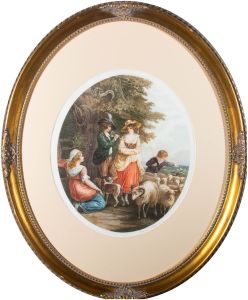 William J. Allingham - c.1920 Stipple Engraving, The Shepherdess