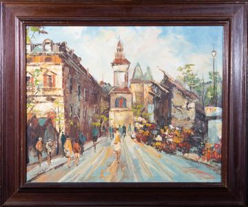 Henri J. Parfet - 20th Century Oil, Continental Street Scene