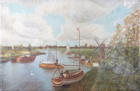 Davies - 20th Century Oil, Boats on the Broads