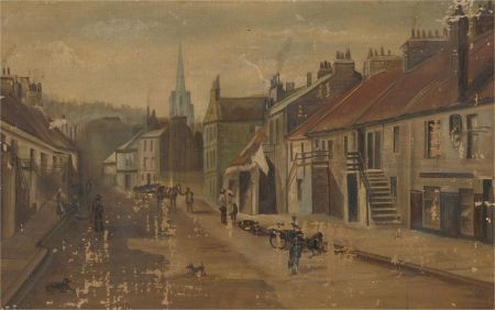 For Restoration - Early 20th Century, Oil, Street Scene