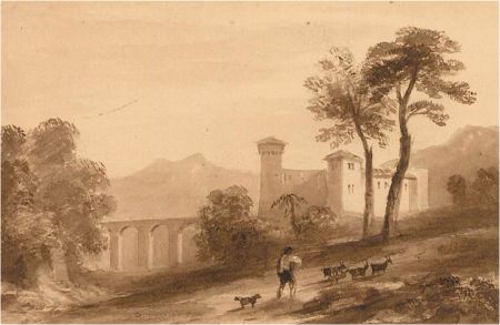 Miniature Mid 19th Century Watercolour - Continental Landscape