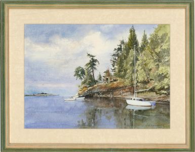 J. E. Sainsbury - 2005 Watercolour, Moored White Boat