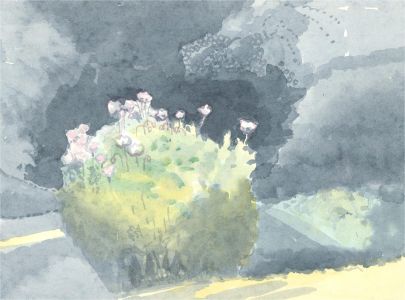 Attrib. Geneviève Zondervan (1922-2013) - Watercolour, Garden with Pink Flowers