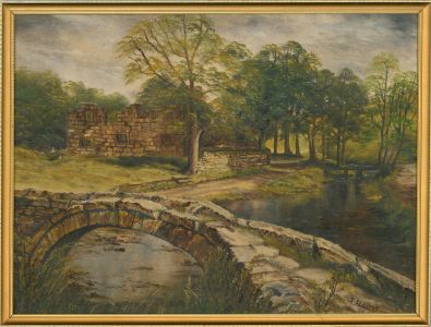 I. Rushton - Contemporary Oil, Bridge Over The Stream