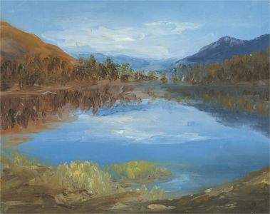 20th Century Oil - Mountainous Lake Scene