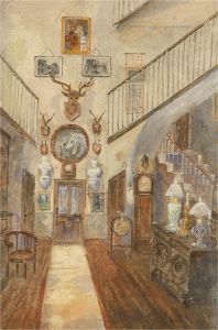 Early 20th Century Watercolour - Manor House Interior