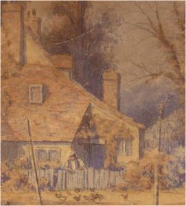 Early 20th Century Watercolour Miniature - Feeding the Chickens