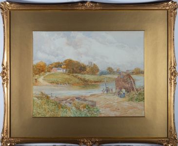 George B. Hodgson (1847-1921) - Watercolour, Ferry at Wilford, Notts, AD 1854