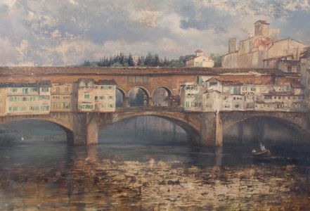 James Lees Bilbie (1860-1946) - 1902 Oil, Ponte Vecchio, Florence
