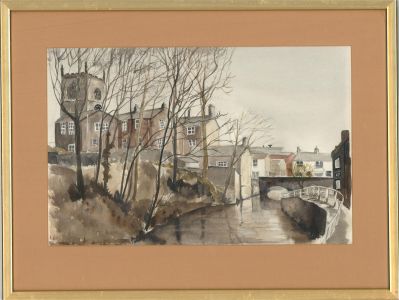 Shirley Schofield - 20th Century Watercolour, Mill Bridge & Church