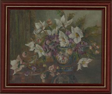 A. Smith - 20th Century Oil, Still Life, White Spring Flowers