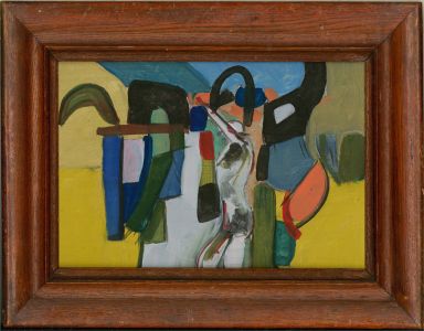 20th Century Gouache - Abstract With Yellow
