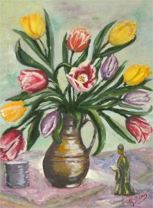 G. Denis - 20th Century Oil, Still Life with Tulips
