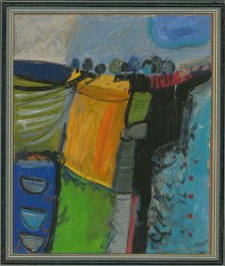 Newlyn School - Contemporary Acrylic, Penzance Landscape with Boats