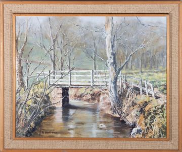 N. Howard - 1973 Oil, Bridge Over The River Dove, Farndale