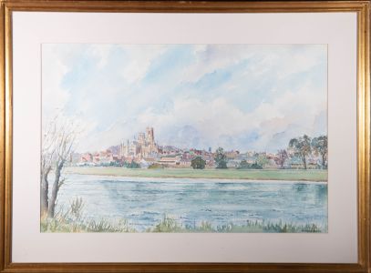 Michael Goymour (b.1929) - Large Contemporary Watercolour, Ely Across the Ouse
