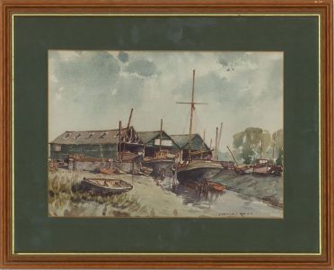 Charles Read - Mid 20th Century Watercolour, Boats On The Slipway
