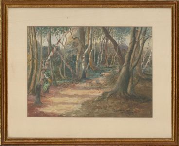 J.E. Whinnerah - 1968 Watercolour, Into the Woods