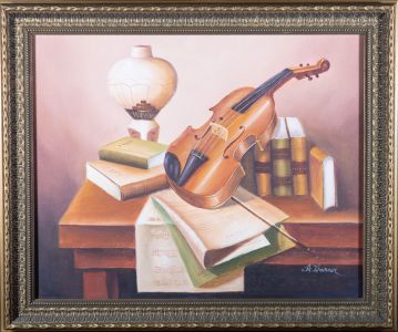 A. Warner - 20th Century Oil, Scene with Violin