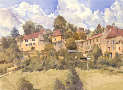 Brian C. Wade - Contemporary Watercolour, French Village