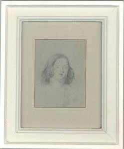 Mid 19th Century Graphite Drawing - Portrait Of A Young Boy