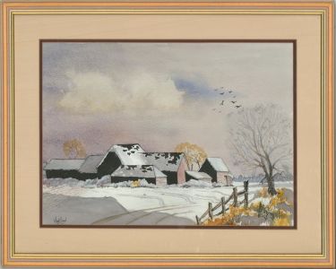 Hazel Bonet - Contemporary Watercolour, Winter Farm