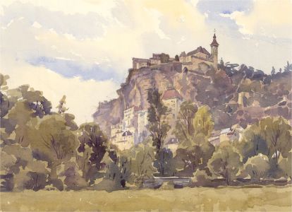 Brian C. Wade - Contemporary Watercolour, Cliffside Castle