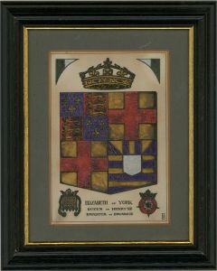 Mid 20th Century India Ink - Coat Of Arms For Elizabeth Of York