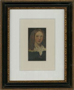 19th Century Oil - Girl with Ringlets