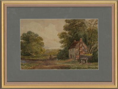 Mid 19th Century Watercolour - Riding by the Cottage