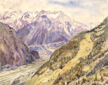 Sylvia E. Churchward-Wade - Contemporary Watercolour, Snowy Mountains