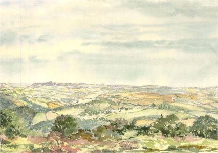 Sylvia E. Churchward-Wade - Contemporary Watercolour, View of Fields