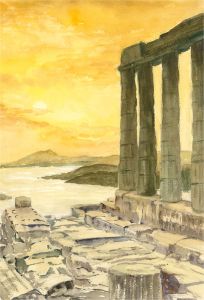 Sylvia E. Churchward-Wade - Contemporary Watercolour, Temple Ruins