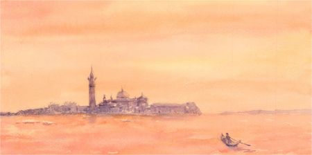 Sylvia E. Churchward-Wade - Contemporary Watercolour, Sunset Venice View