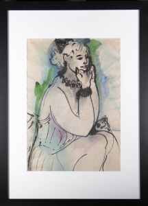 Brian Midlane - 20th Century India Ink, Seated Woman