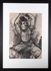 Brian Midlane - 20th Century India Ink, Woman in a Sari