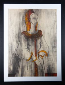 Brian Midlane - 20th Century Charcoal Drawing, Woman with Clasped Hands