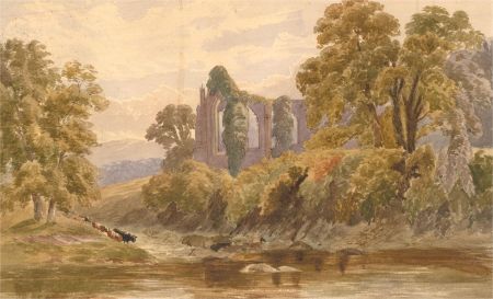 Late 19th Century Watercolour - Church Ruins