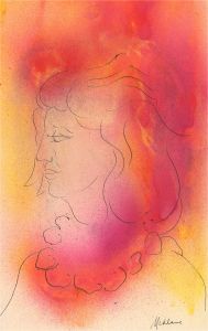 Brian Midlane - 20th Century Mixed Media, Portrait in Pink