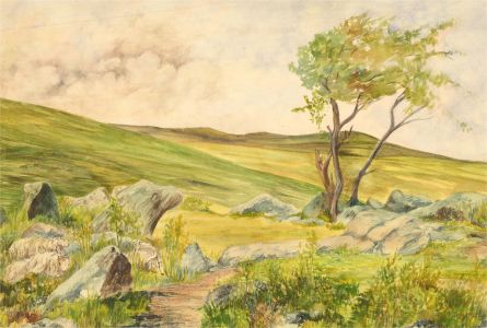 Sylvia E. Churchward-Wade - 1963 Watercolour, Rocky Landscape Path