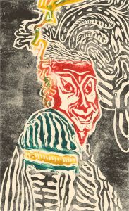 Eddie Bianchi (fl.1975-95) - Contemporary Woodcut, Calculating Smile