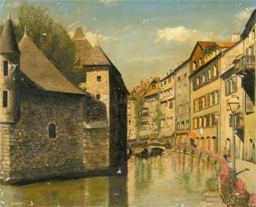 R. Brotherton - For Restoration Mid 20th Century Oil, Annecy Old Town