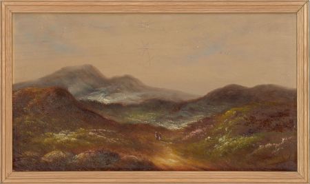 Early 20th Century Oil - Walking In The Highlands