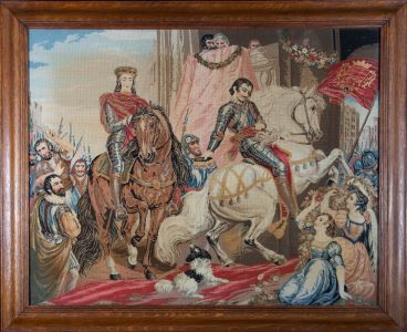 Large 19th Century Needlepoint - The Return of the Chevaliers