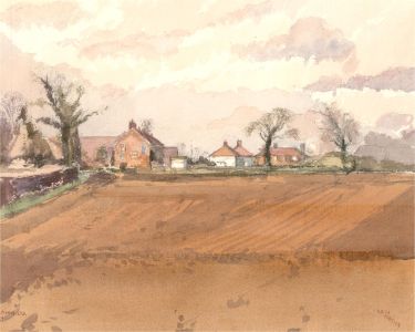 Keith Johnson (1931-2018) - 1987 Watercolour, Ploughed Field, GT. Plumstead