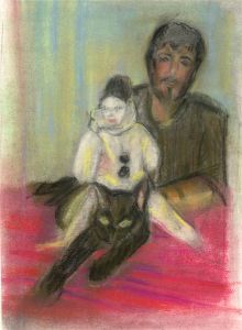 Susan Paine - Contemporary Pastel, The Man, The Cat And The Harlequin